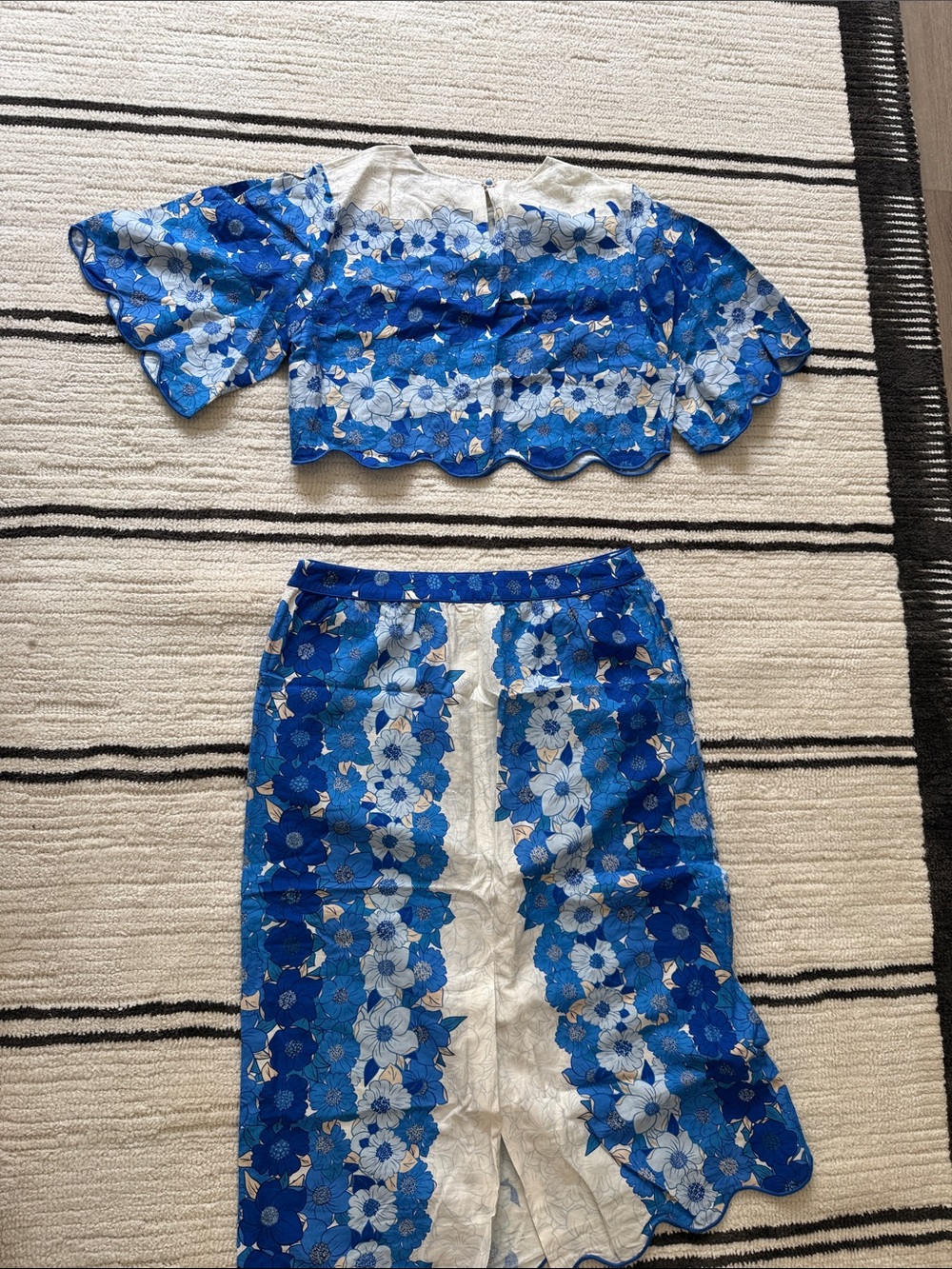 Farm Rio Flower Stripes set cropped top skirt NWT - Picture 8 of 12